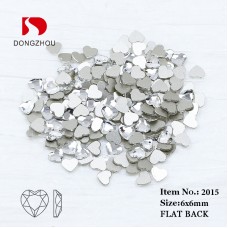 DZ 2015 6*6mm heart shape glass flatback stone for nail art (720pcs/pack)