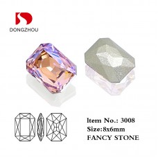 DZ 3008 8*6mm octagon shape effect color crystal fancy stone for nail art
