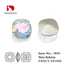 DZ 3010 8*8mm fat square shape effect color crystal fancy stone for nail art