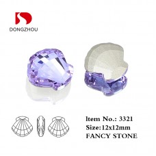 DZ 3321 12*12mm shell shape effect color crystal fancy stone for nail art