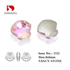 DZ 3321 8*8mm shell shape effect color crystal fancy stone for nail art