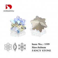 DZ 3399 8*8mm snowflake shape crystal fancy stone k9 crystal rhinestone for nail art